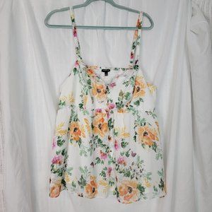 Torrid White & Orange Floral Sleeveless Blouse, Sz 1X